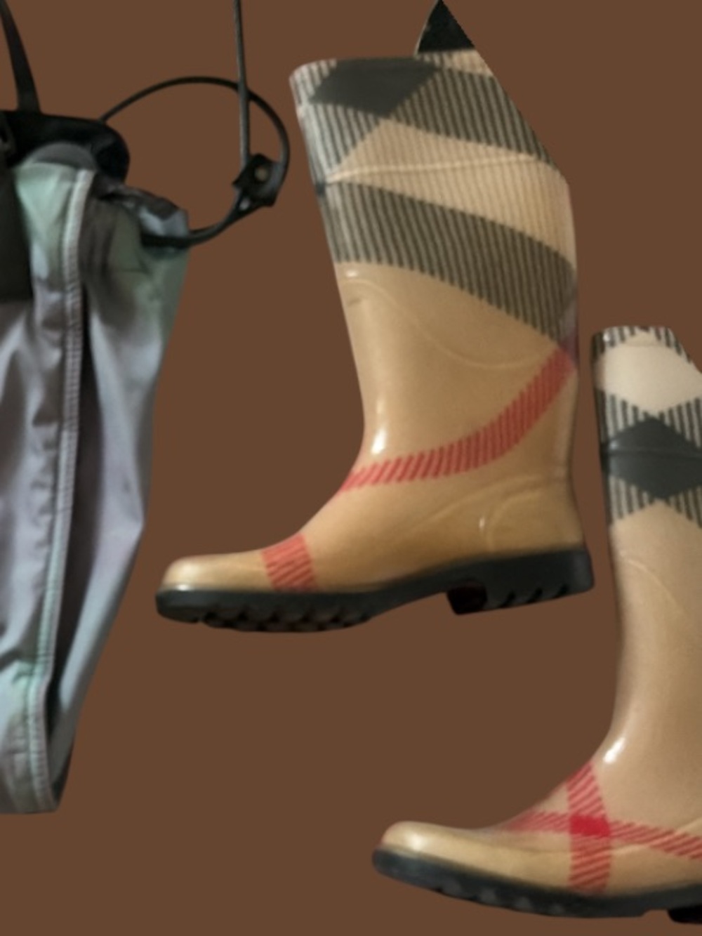 Burberry Tan Plaid Women's Rain Boots - Picture 12 of 12
